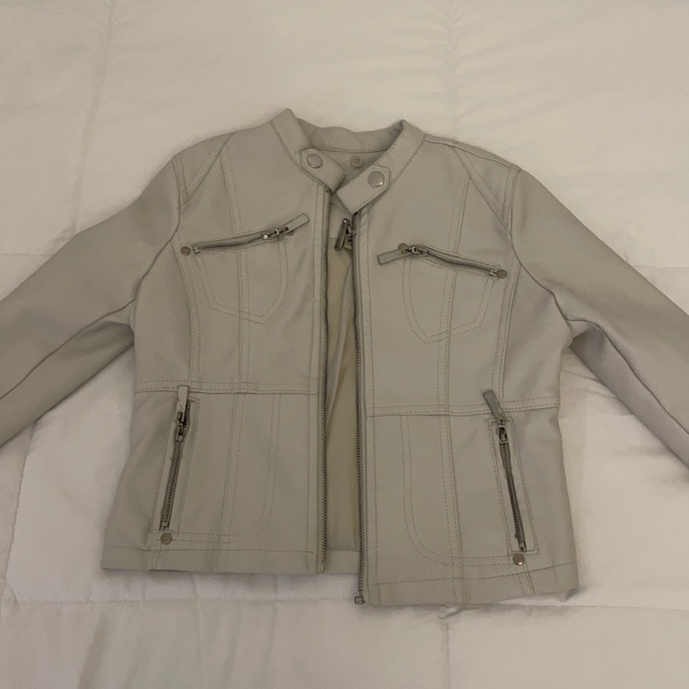 Girls Beige Juju Lether Jacket